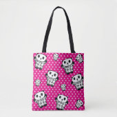 Tote Bag Cute moderne Kawaii Panda Ours Pink Polka Dot (Devant)