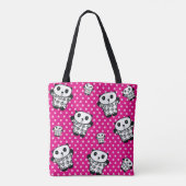 Tote Bag Cute moderne Kawaii Panda Ours Pink Polka Dot (Dos)
