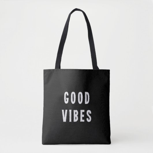 Tote Bag Cute Moderne Minimale Good Vibes Noir et Blanc (Devant)