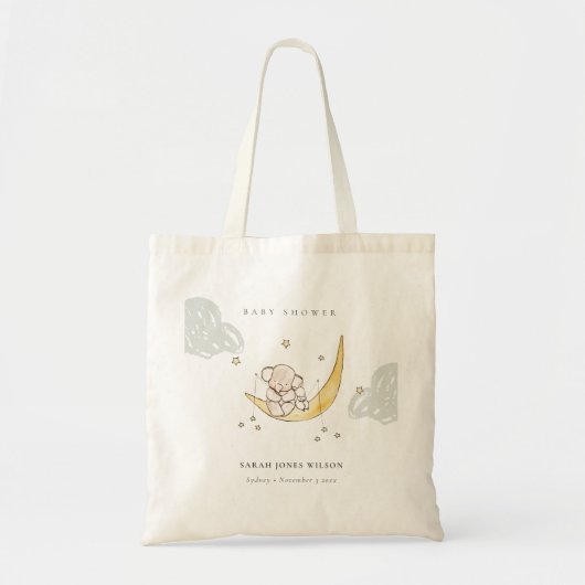Tote Bag Cute Moon Stars Elephant Bunny Baby shower neutre (Devant)