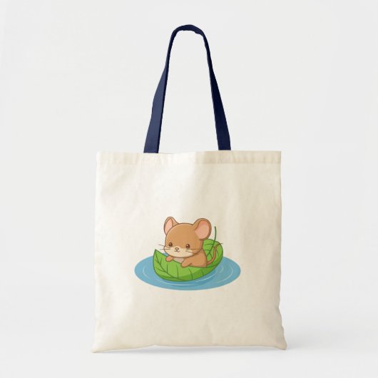 Tote Bag Cute Mouse in a Leaf Boat (Devant)