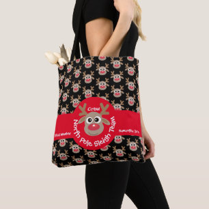 Tote Bag Cute North Ple Sleigh Team Reindeer Motif