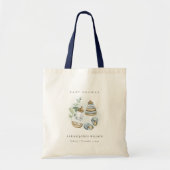 Tote Bag Cute Nursery Essential Leafy Blue Boy Baby shower (Devant)