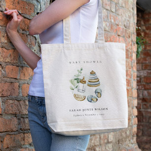 Tote Bag Cute Nursery Essential Leafy Blue Boy Baby shower