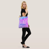 Tote Bag Cute ombre rose violet parties scintillant monogra (Sur le modèle)
