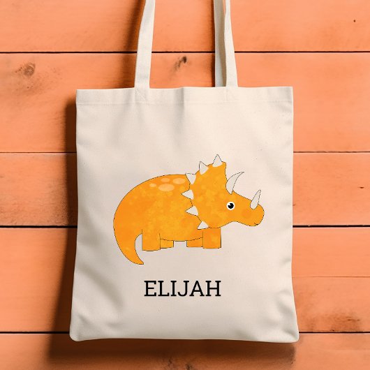 Tote Bag Cute Orange Dinosaure Personnalisé Enfants