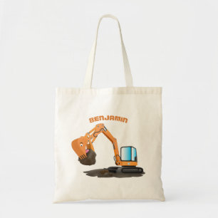 Tote Bag Cute orange excavator digger cartoon