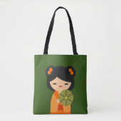 Tote Bag Cute orange Kokeshi poupées japonaises (Devant)