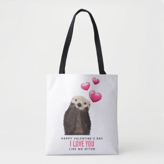 Tote Bag Cute Otter with Hearts Valentine (Devant)