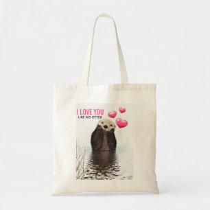 Tote Bag Cute Otter with Hearts Valentine