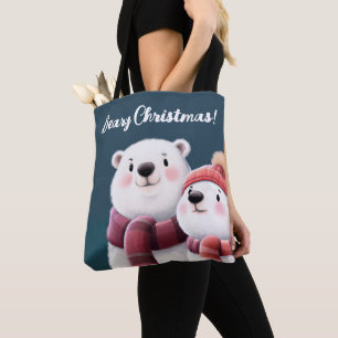 Tote Bag Cute Ours Polaire Cubs Portant Des Écharpes