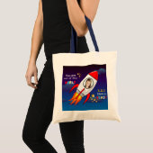 Tote Bag Cute Outer Space Rocket Ship Blast Off Birthday (Devant (produit))