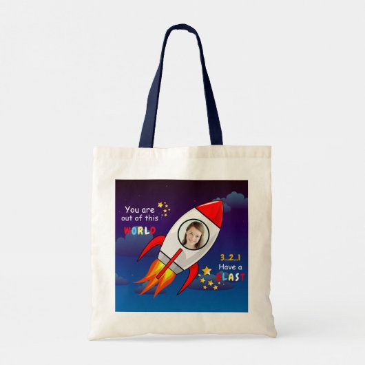 Tote Bag Cute Outer Space Rocket Ship Blast Off Birthday (Dos)