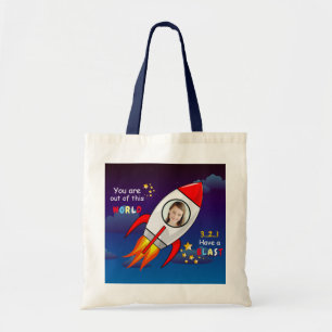 Tote Bag Cute Outer Space Rocket Ship Blast Off Birthday