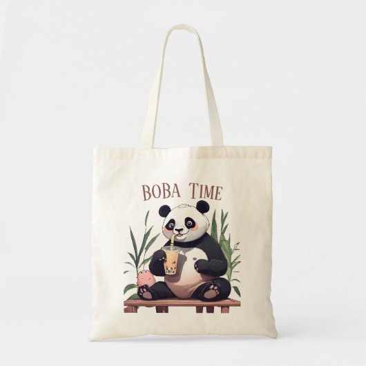 Tote Bag Cute Panda boire du thé à bulle, du boba tea (Devant)