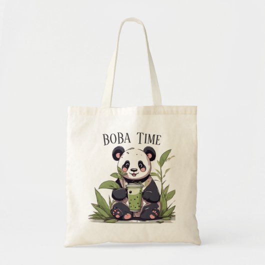 Tote Bag Cute Panda boire du thé à bulle, du boba tea (Devant)