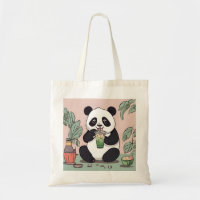 Cute Panda boire du thé à bulle, du boba tea