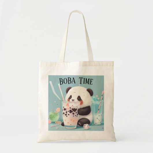 Tote Bag Cute Panda boire du thé à bulle, du boba tea (Devant)