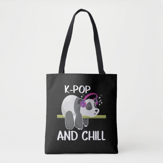 Tote Bag Cute Panda Headphones Corée Pop Lover K-Pop Music (Devant)