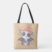 Tote Bag Cute Panda Vampire et Bats Gold Halloween (Dos)