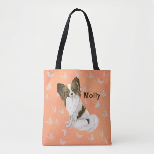 Tote Bag Cute Papillon Chien Papillon Papillons blancs Pers (Devant)