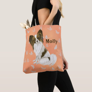 Tote Bag Cute Papillon Chien Papillon Papillons blancs Pers