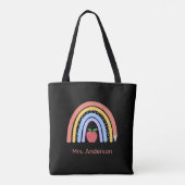 Tote Bag Cute Pastel Couleur Arc-en-ciel Enseignant Noir (Dos)