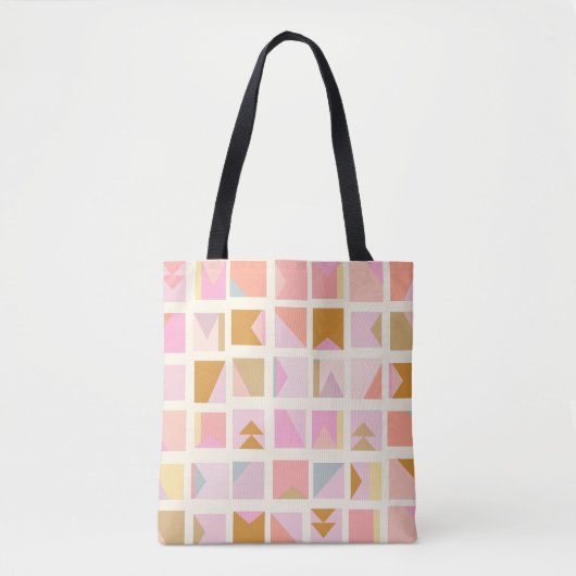 Tote Bag Cute Pastel Patchwork Formes géométriques Motif (Devant)