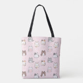 Tote Bag Cute Pastel Pink Kawaii Chats Éclatez Votre Nom  (Dos)