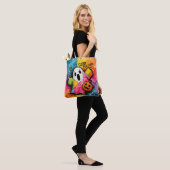 Tote Bag Cute Patchwork Ghost Colorful Splatter Art (Sur le modèle)