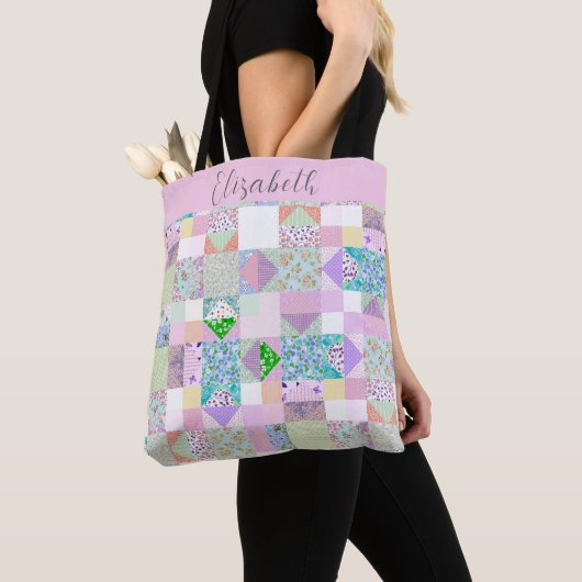 Tote Bag Cute Patchwork Quilting Thème Coloré Personnalisé (De près)