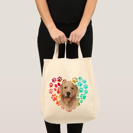 Tote Bag Cute paw Coeur doré Chien Chien Chien Chien Chien (Devant (produit))