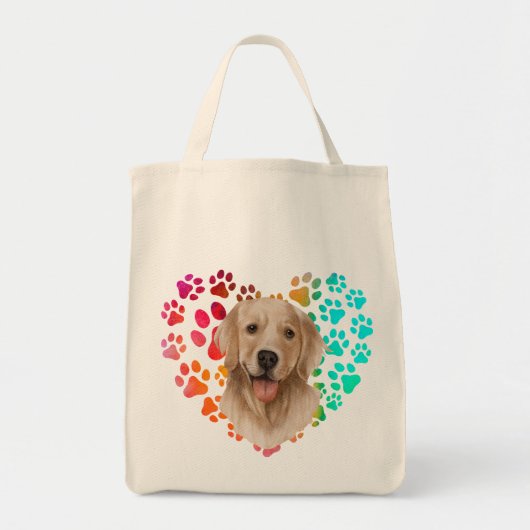 Tote Bag Cute paw Coeur doré Chien Chien Chien Chien Chien  (Devant)