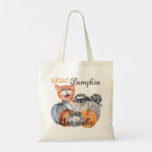 Tote Bag Cute Peek a Boo Orange Chat Bonjour Nom du Citroui (Dos)