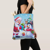 Tote Bag Cute Père Noël et Snowman (De près)