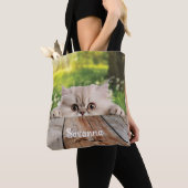 Tote Bag Cute Perse Peeking Chat (De près)