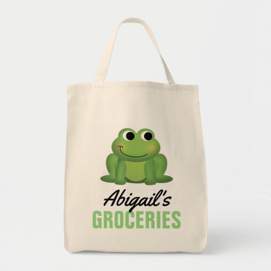 Tote Bag Cute Personalized Frog Grocery (Devant)