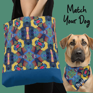 Tote Bag Cute Personnalisé Bleu Jaune Photo Cadeau Chien Ma