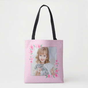 Tote Bag Cute Personnalisée une photo rose