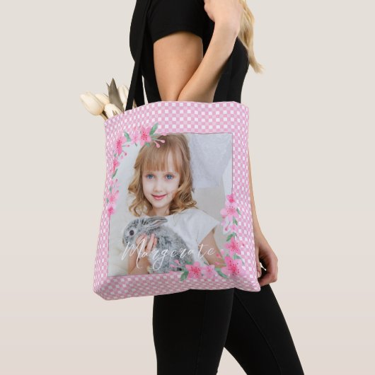 Tote Bag Cute Personnalisée une photo rose (De près)