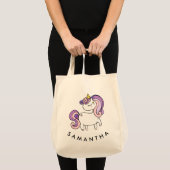 Tote Bag Cute personnalisées licorne arc-en-ciel (Devant (produit))