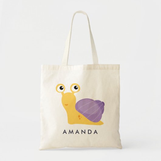 Tote Bag Cute petit mauve SNAIL personnalisé (Devant)