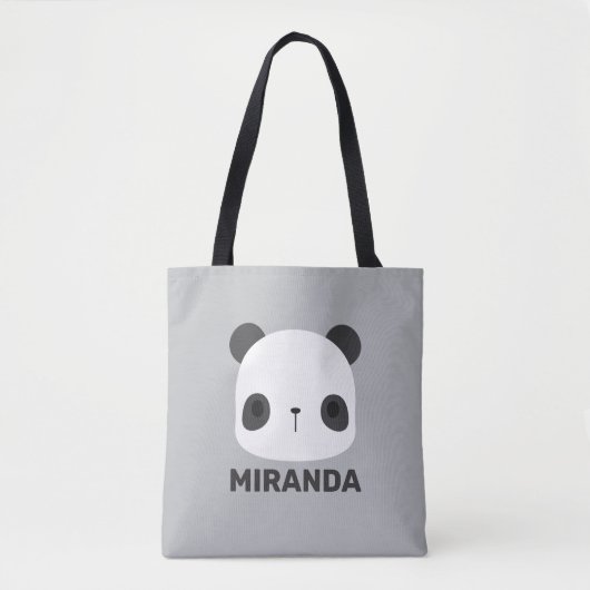 Tote Bag Cute petit ours Panda avec nom personnalisé (Devant)