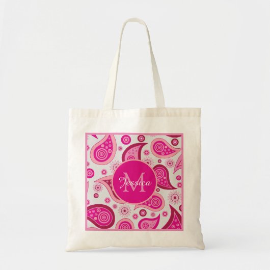 Tote Bag Cute Pink Paisley Personalised (Devant)