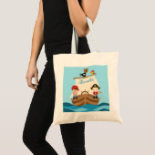 Tote Bag Cute Pirate Boys & A Big Ship Nom Personnalisé (Devant (produit))
