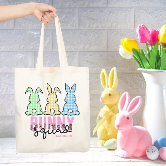 Tote Bag Cute Plaid Lapin Squad Rabbit Personnalisé