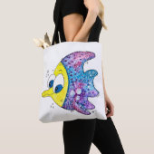 Tote Bag Cute poisson blanc coloré (De près)