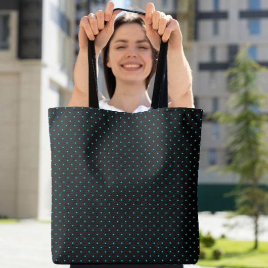 Tote Bag Cute Polka Dot Motif Simple Moderne Turquoise Noir