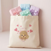 Tote Bag Cute Poodle Valentine Tote with I Woof You