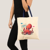 Tote Bag Cute, poulpe caricaturale avec poisson (Devant (produit))